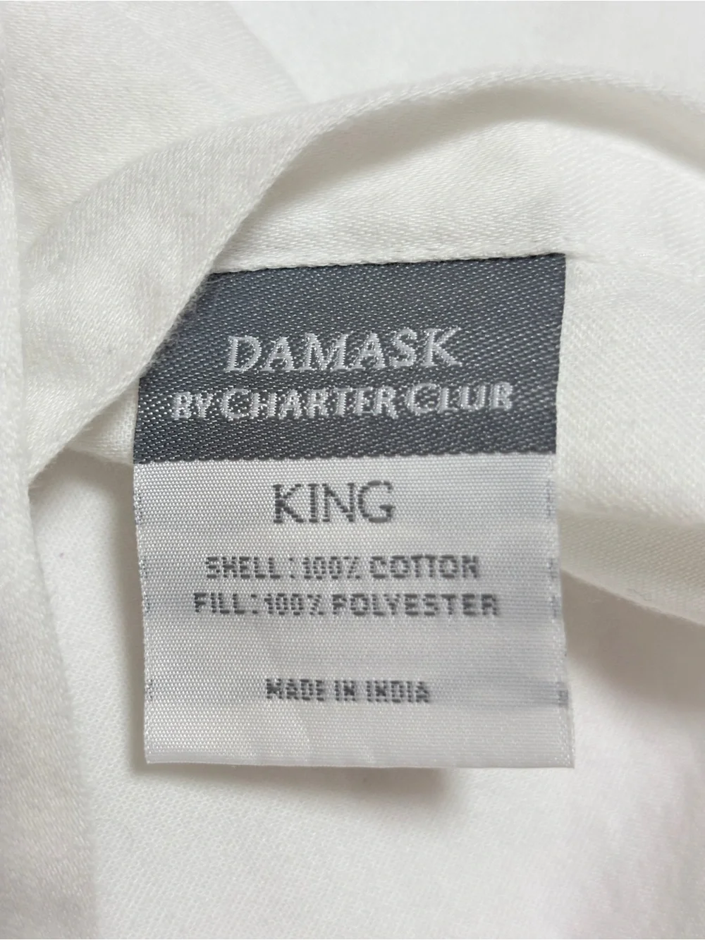 Charter Club Damask King Pillow Shams White Cotton Quilted Set of 3 40x24